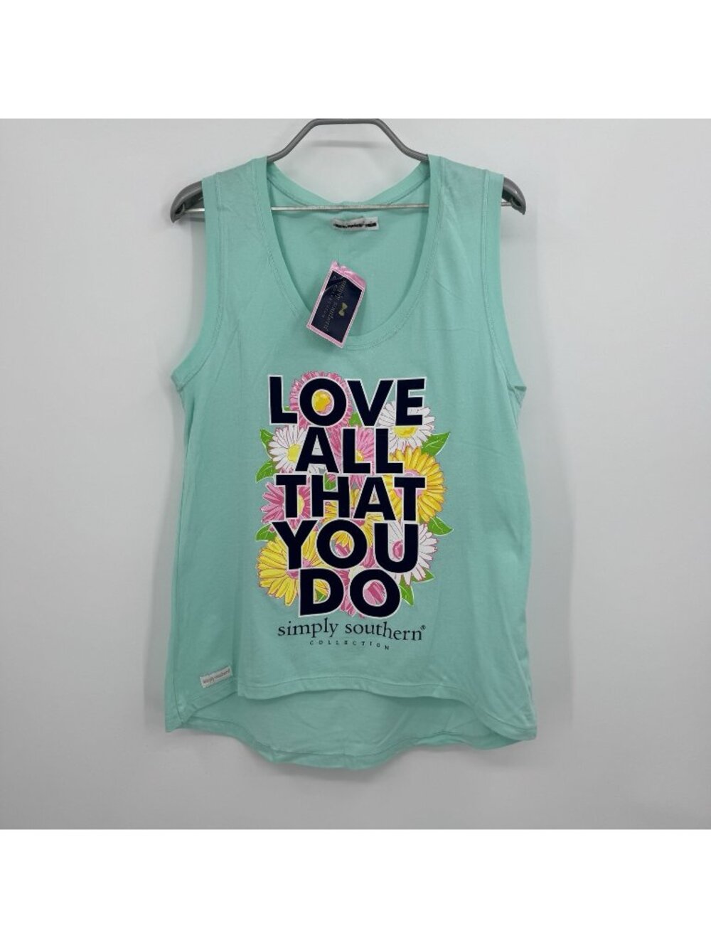 Simply Southern Women's Graphic Tank size S Small NEW Blue Love All That You Do